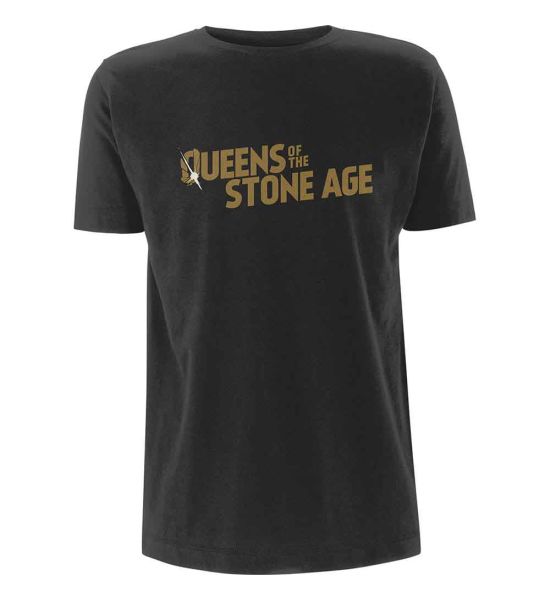 Queens Of The Stone Age: Metallic Text Logo - Grey T-Shirt