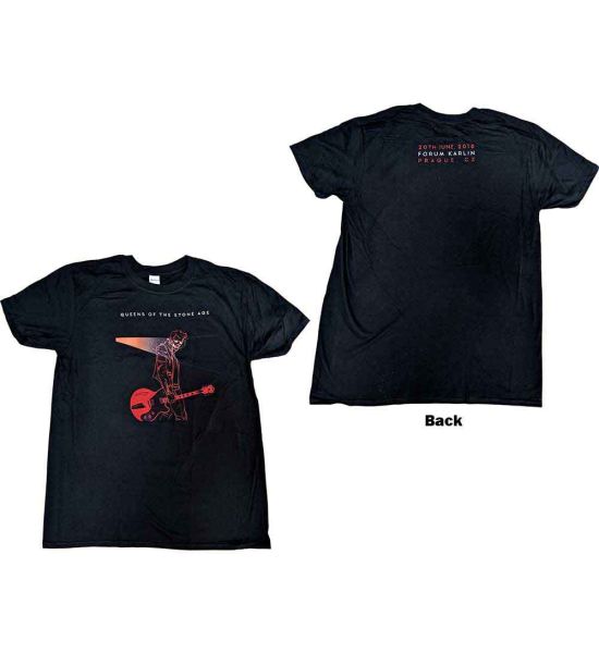 Queens Of The Stone Age: Prague 2018 (Back Print) - Black T-Shirt