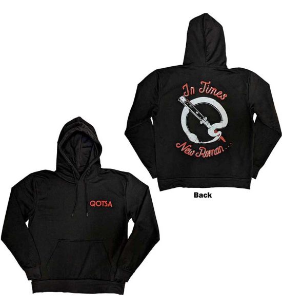 Queens Of The Stone Age: Snake Logo (Back Print) - Black Pullover Hoodie