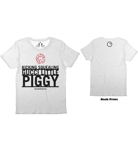 Radiohead: Gucci Piggy (Back Print) - White T-Shirt