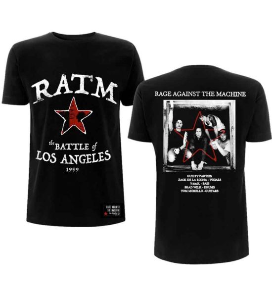 Rage Against The Machine: Battle Star (Back Print) Black T-Shirt