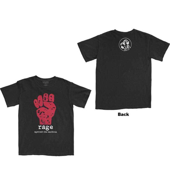 Rage Against The Machine: Red Fist (Back Print) Black T-Shirt