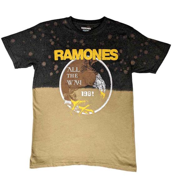 Ramones: All The Way (Dip Dye, Dye Wash) - Black T-Shirt