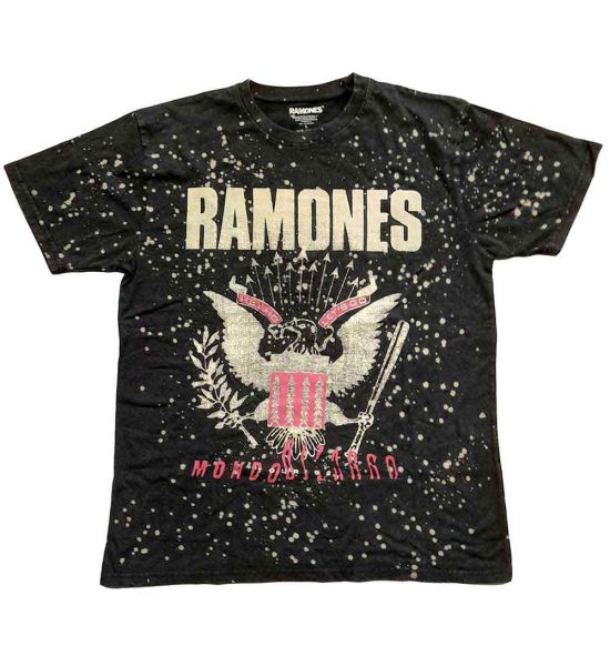 Ramones: Eagle (Dip Dye, Dye Wash) - Black T-Shirt