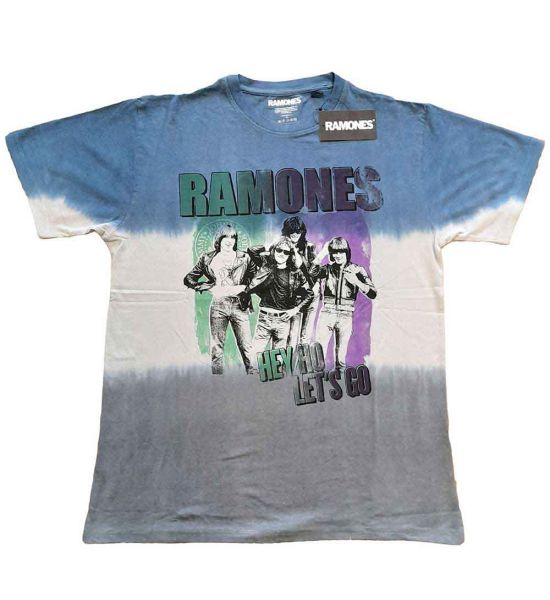 Ramones: Hey Ho Retro (Dip Dye, Dye Wash) - Blue T-Shirt