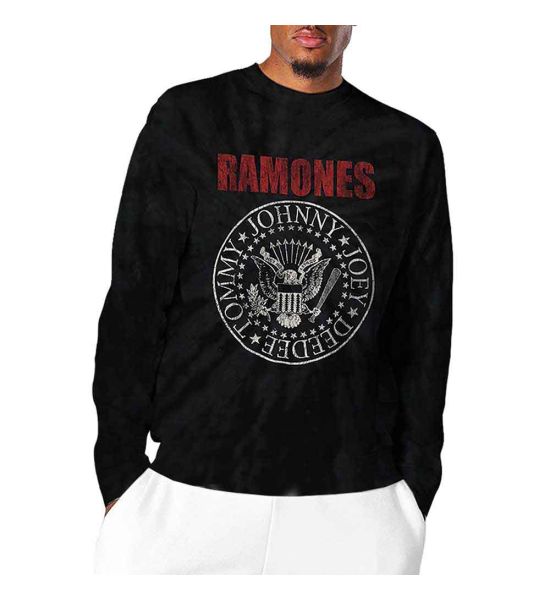 Ramones: Presidential Seal (Dip Dye, Dye Wash) - Black Long Sleeve T-Shirt