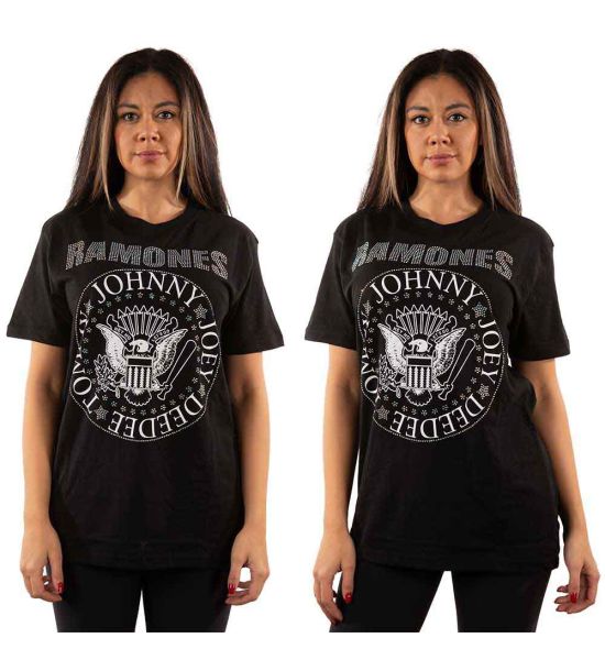 Ramones: Presidential Seal (Embellished) - Black T-Shirt