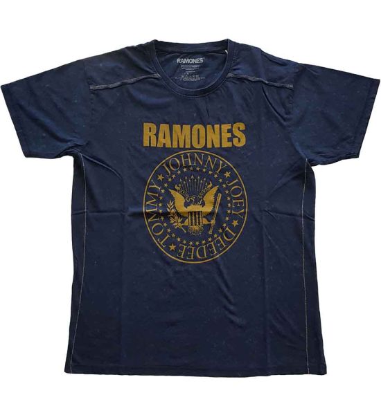 Ramones: Presidential Seal (Snow Wash, Dye Wash) - Navy Blue T-Shirt