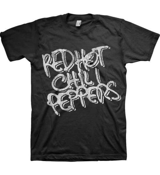 Red Hot Chili Peppers: Black & White Logo - Black T-Shirt