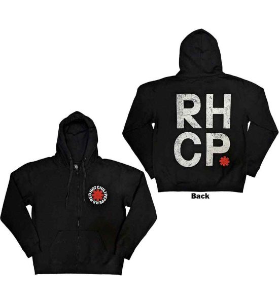 Red Hot Chili Peppers: Red Asterisk (Back Print) - Black Zip-up Hoodie