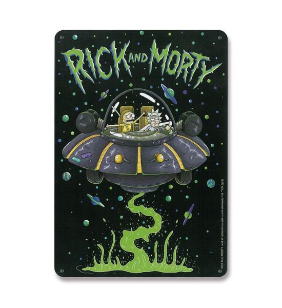 Rick & Morty: Spaceship Tin Sign (15cm x 21cm) Preorder