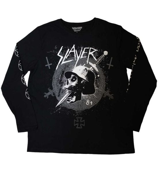 Slayer: Dagger Skull (Sleeve Print) - Black Long Sleeve T-Shirt