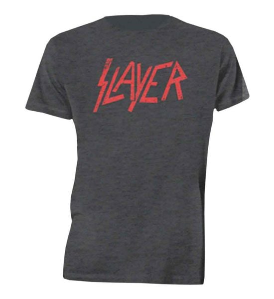 Slayer: Distressed Logo - Charcoal Grey T-Shirt