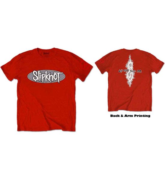 Slipknot: 20th Anniversary Don't Ever Judge Me (Back Print, Sleeve Print) - Red T-Shirt