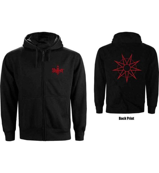 Slipknot: 9 Point Star (Back Print) - Black Zip-up Hoodie