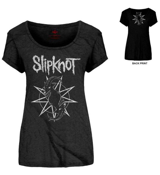 Slipknot: Goat Star Logo (Back Print) - Ladies Black T-Shirt