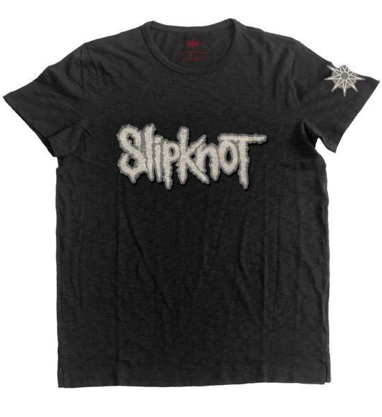 Slipknot: Logo & Star (Applique) - Black T-Shirt