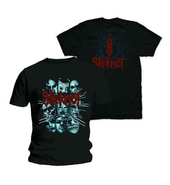 Slipknot: Masks 2 (Back Print) - Black T-Shirt