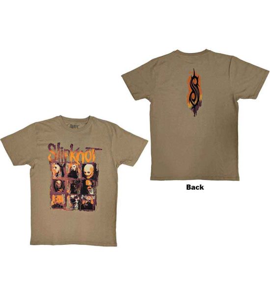 Slipknot: The End So Far Grid Photos (Back Print) - Tan Brown T-Shirt