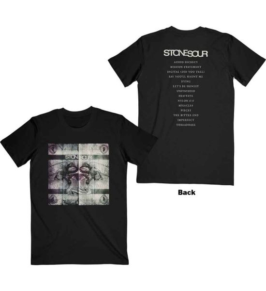 Stone Sour: Audio Secrecy Square (Back Print) - Black T-Shirt