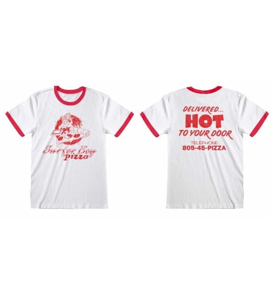 Stranger Things: Surfer Boy Pizza Red Ringer T-Shirt