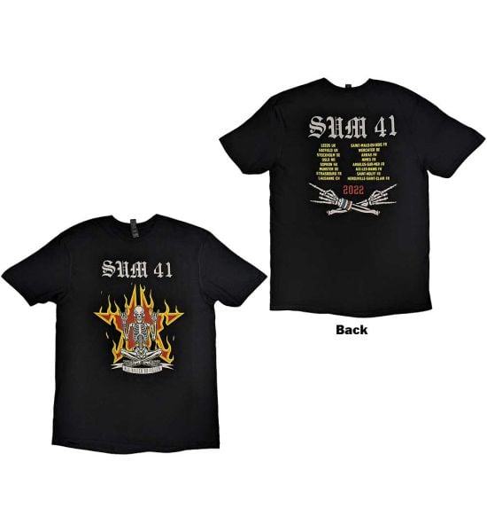 Sum 41: AKNF Skeleton European Tour 2022 (Back Print) - Black T-Shirt