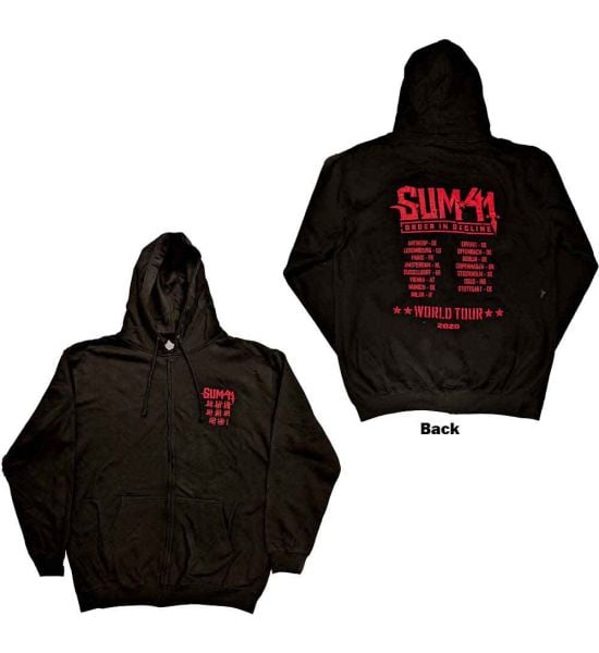 Sum 41: Order In Decline Tour 2020 (Back Print) - Black Zip-up Hoodie