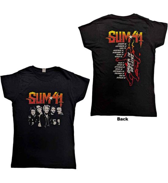 Sum 41: Order In Decline Tour 2020 Band Photo (Back Print) - Ladies Black T-Shirt