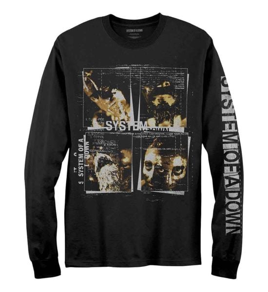 System Of A Down: Face Boxes (Sleeve Print) - Black Long Sleeve T-Shirt