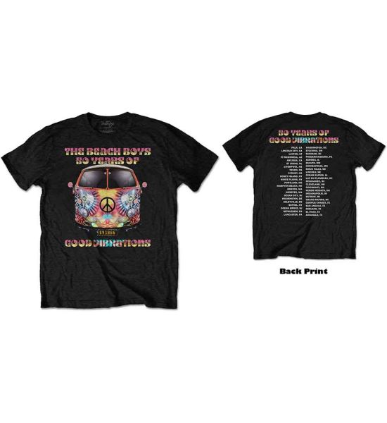 The Beach Boys: Good Vibes Tour (Back Print) - Black T-Shirt