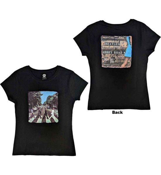 The Beatles: Abbey Road (Back Print) - Ladies Black T-Shirt