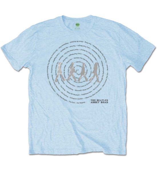 The Beatles: Abbey Road Songs Swirl (Foiled) - Light Blue T-Shirt