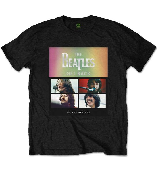 The Beatles: Album Faces Gradient (Silver Style Printing) - Black T-Shirt