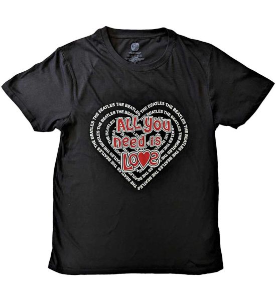 The Beatles: All You Need Is Love Heart - Black T-Shirt