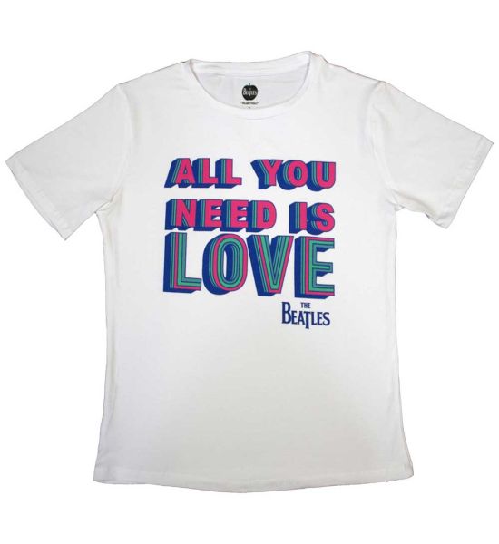 The Beatles: All You Need Is Love - Ladies White T-Shirt