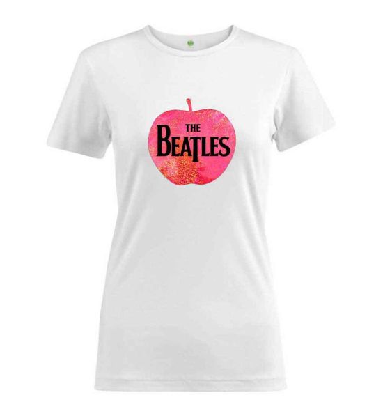 The Beatles: Apple Logo (Embellished) - Ladies White T-Shirt