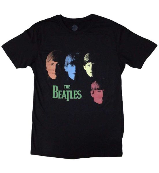 The Beatles: Colour Faces - Black T-Shirt