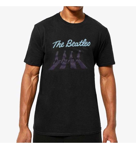 The Beatles: Crossing Silhouettes (Hi-Build, Puff Print) - Black T-Shirt