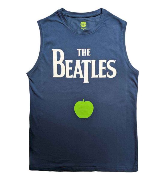 The Beatles: Drop T Logo & Apple - Denim Blue T-Shirt