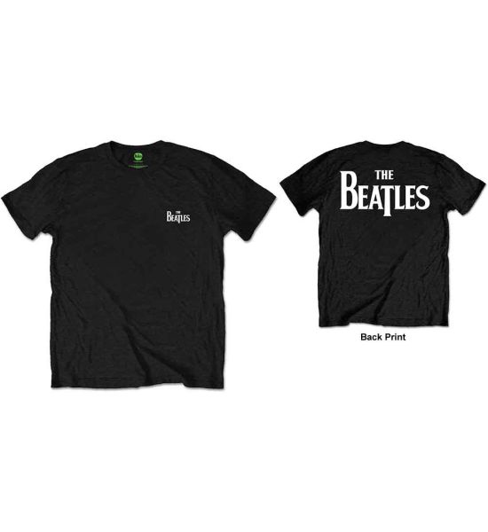 The Beatles: Drop T Logo (Back Print) - Black T-Shirt