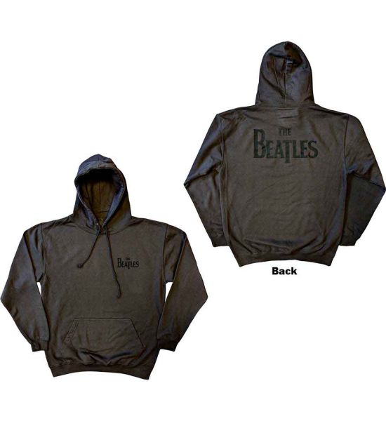 The Beatles: Drop T Logo (Back Print) - Charcoal Grey Pullover Hoodie