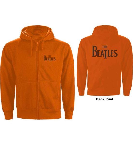 The Beatles: Drop T Logo (Back Print) - Orange Zip-up Hoodie