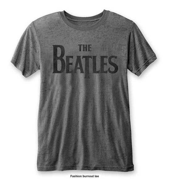 The Beatles: Drop T Logo (Burnout) - Charcoal Grey T-Shirt