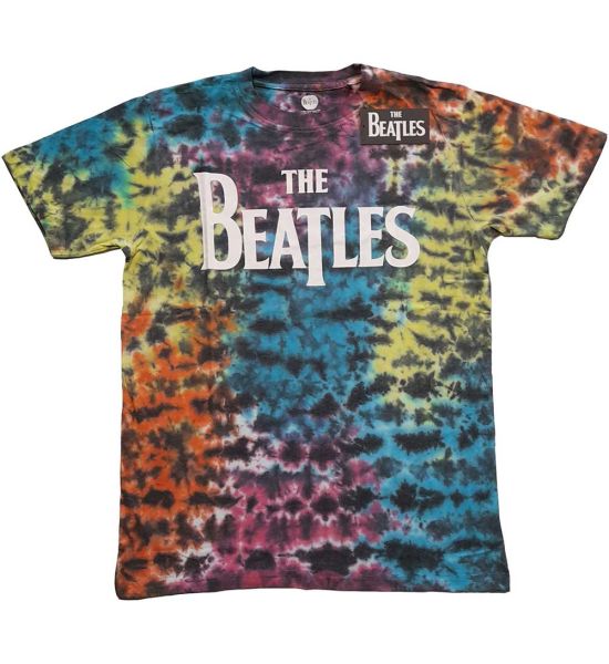 The Beatles: Drop T Logo (Dip Dye, Dye Wash) - Dip-dye On Grey T-Shirt