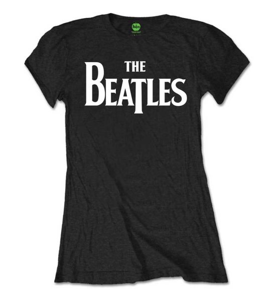 The Beatles: Drop T Logo - Ladies Black T-Shirt