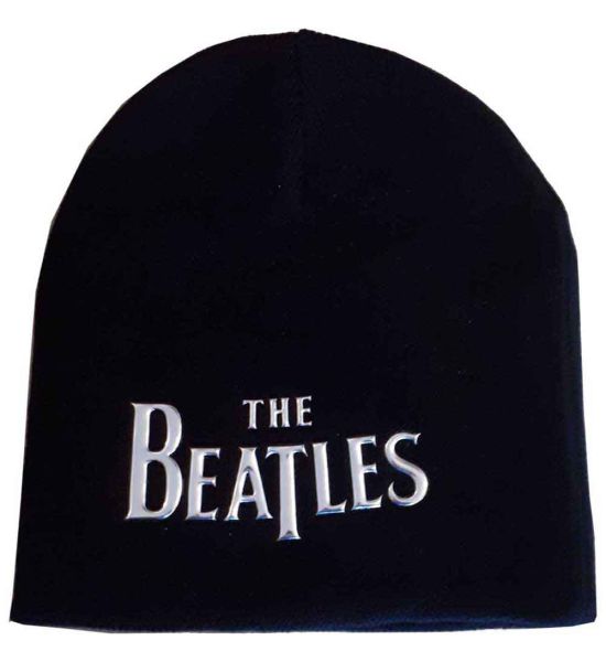 The Beatles: Drop T Logo (Sonic Silver) - Black Beanie Hat Preorder