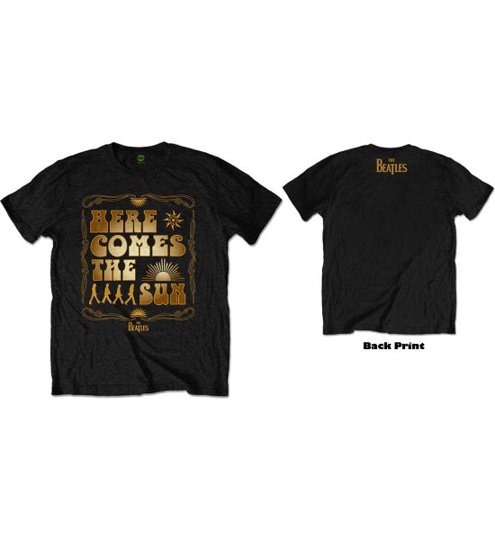 The Beatles: Here Comes The Sun (Back Print) - Black T-Shirt