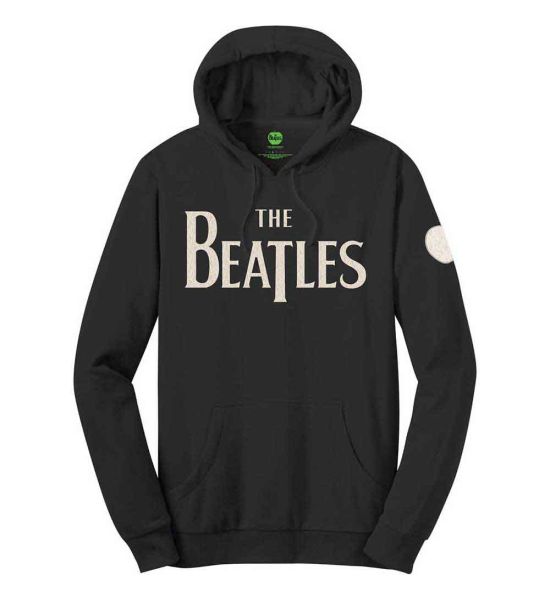 The Beatles: Logo & Apple (Applique) - Black Pullover Hoodie