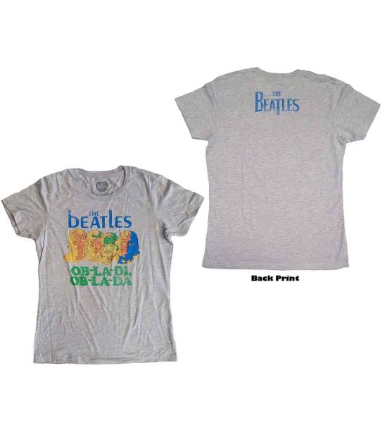 The Beatles: Ob-La-Di (Back Print) - Ladies Grey T-Shirt