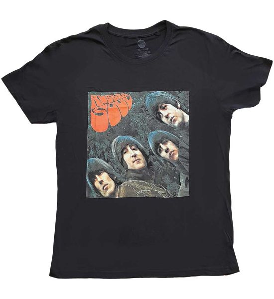 The Beatles: Rubber Soul Album Cover - Ladies Black T-Shirt